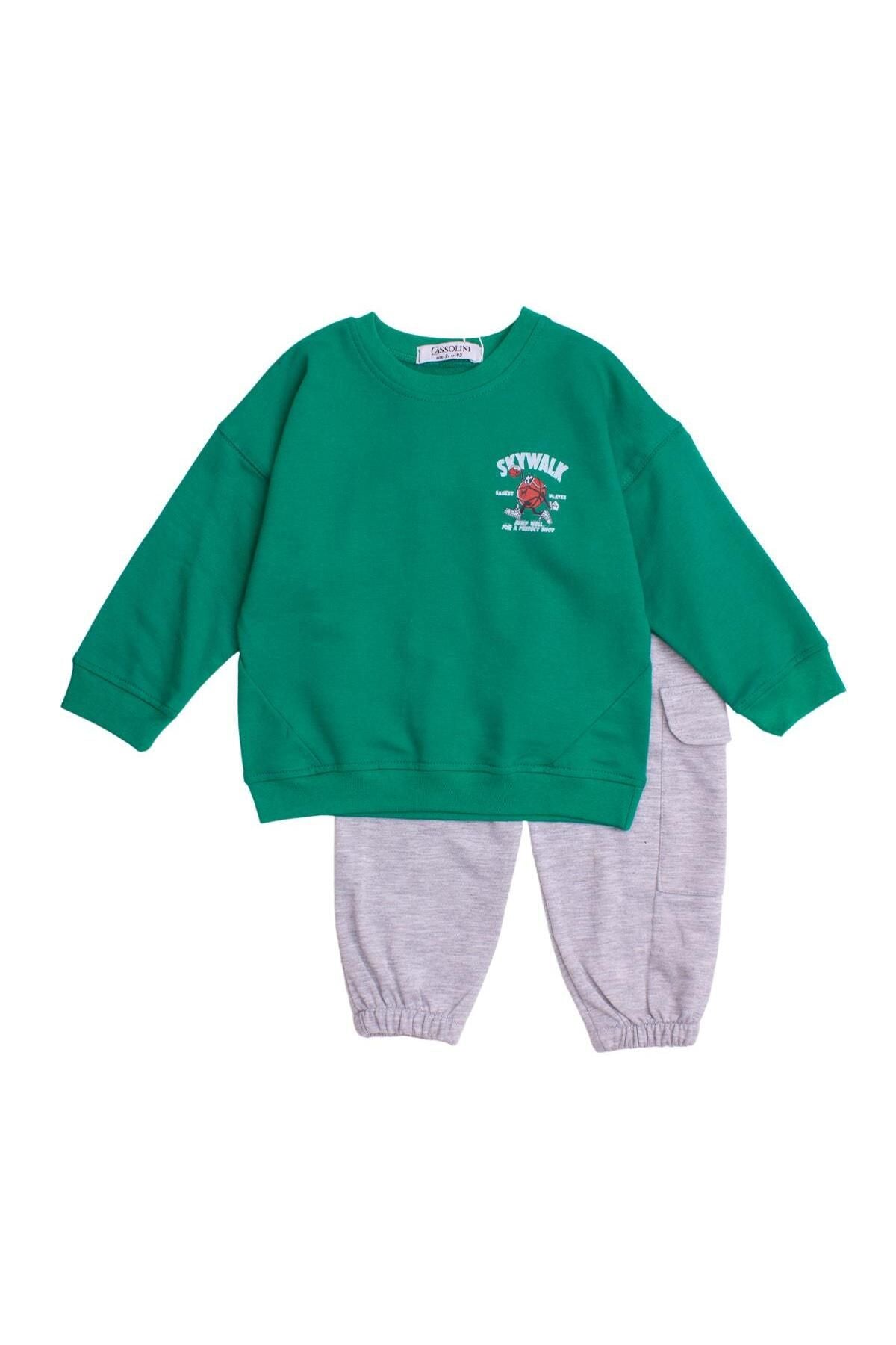 Skay Walk Baskılı Oversize Alt Üst Bebek Çocuk Eşorfman Takımı